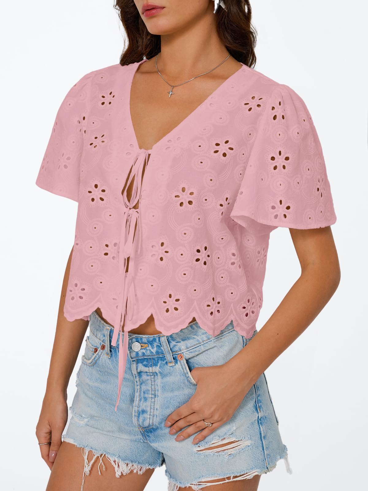 Queen Womens Tie Front Tops Summer Beach Vacation