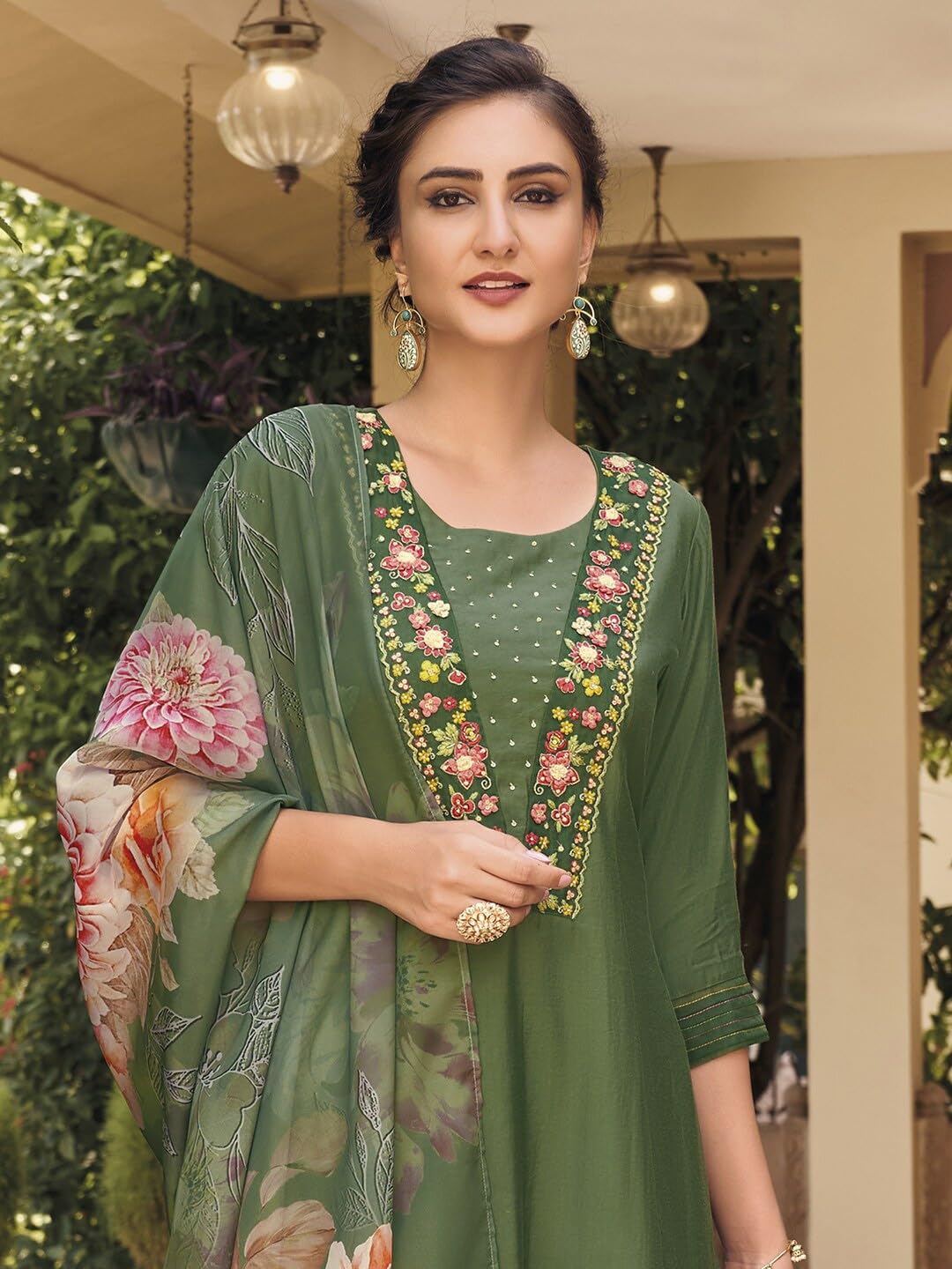 Anarkali Suit kurti pant and Dupatta 3pc set