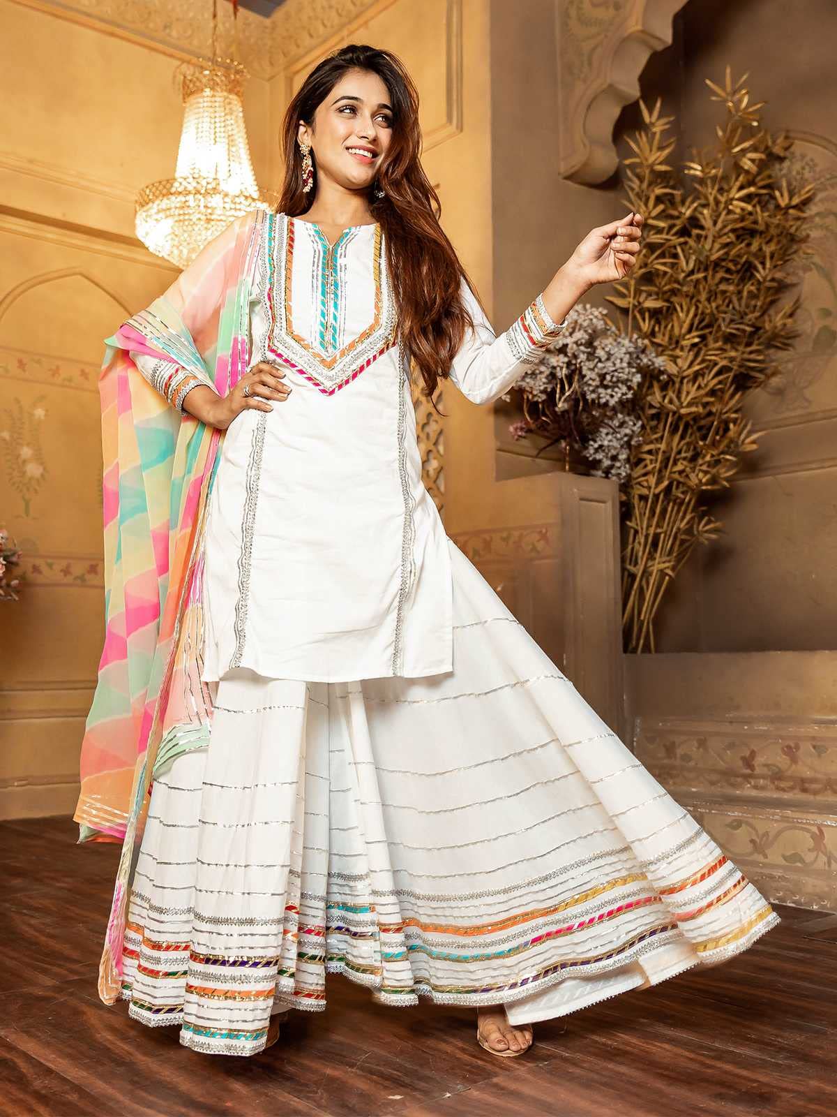 Rayon Lace Work Sarara Style Kurtis Tunic