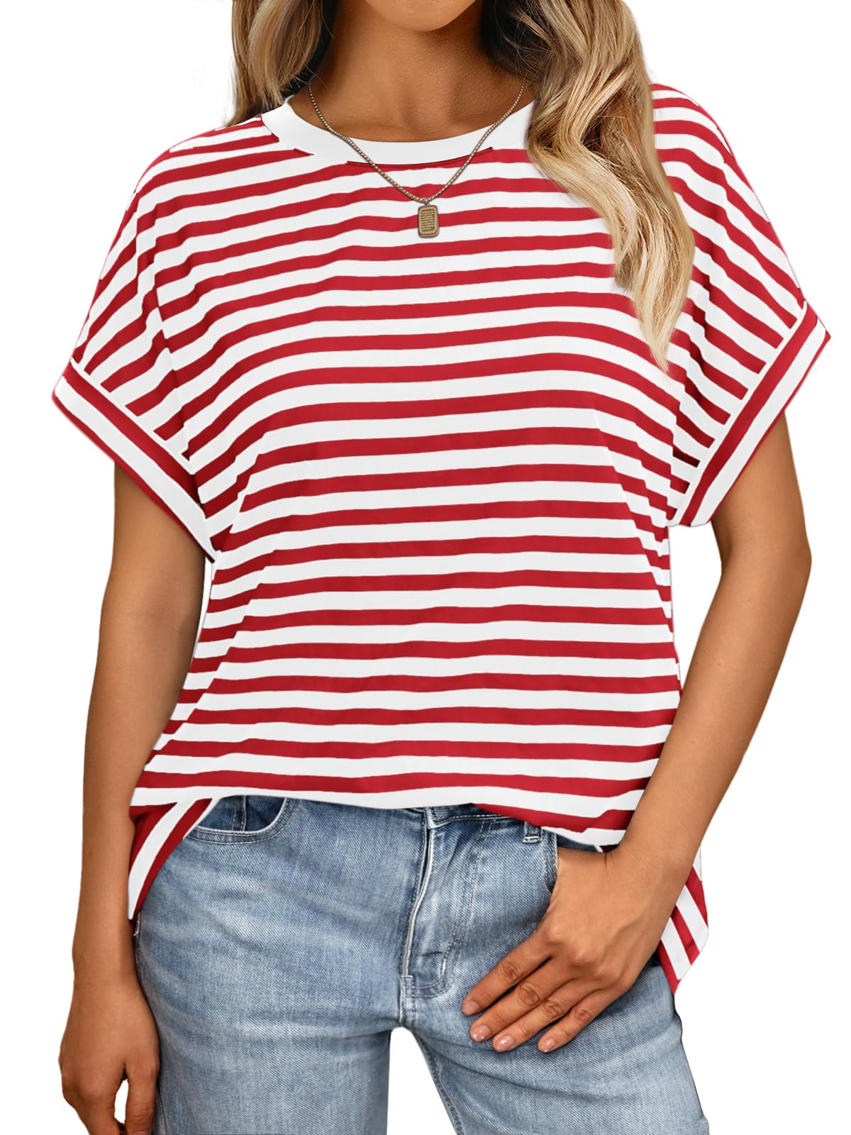 Womens Summer Tops Oversized Short Sleeve Business Casual T Shirts Trendy Fashion Clothes Spring Outfits