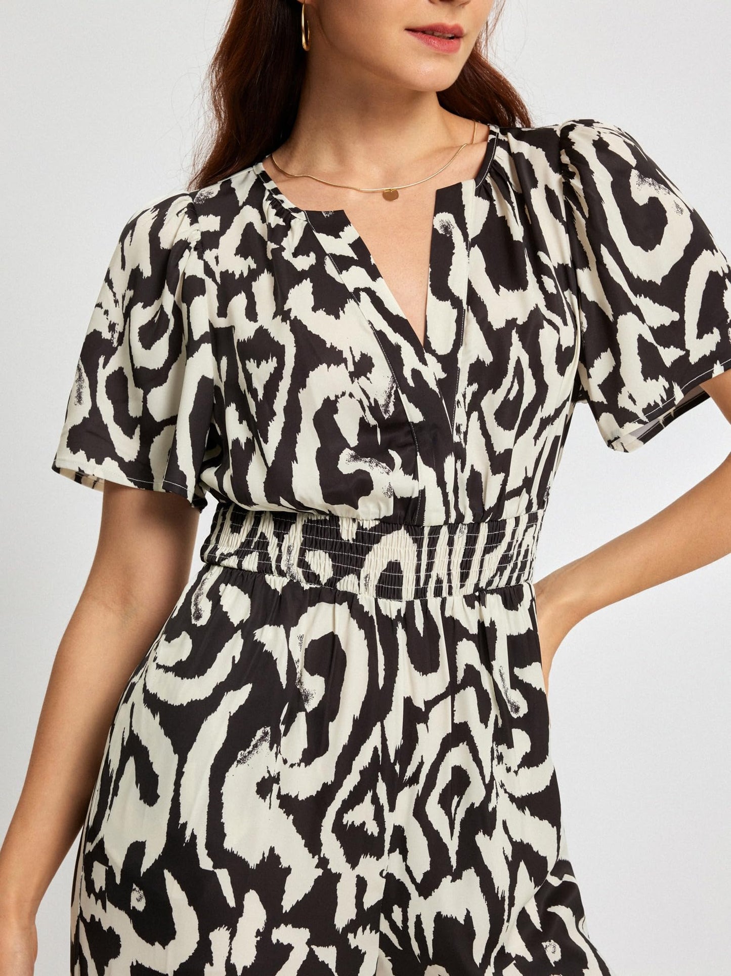 Casual Jumpsuits Wide Leg V Neck Office Business Fashion Short Sleeve