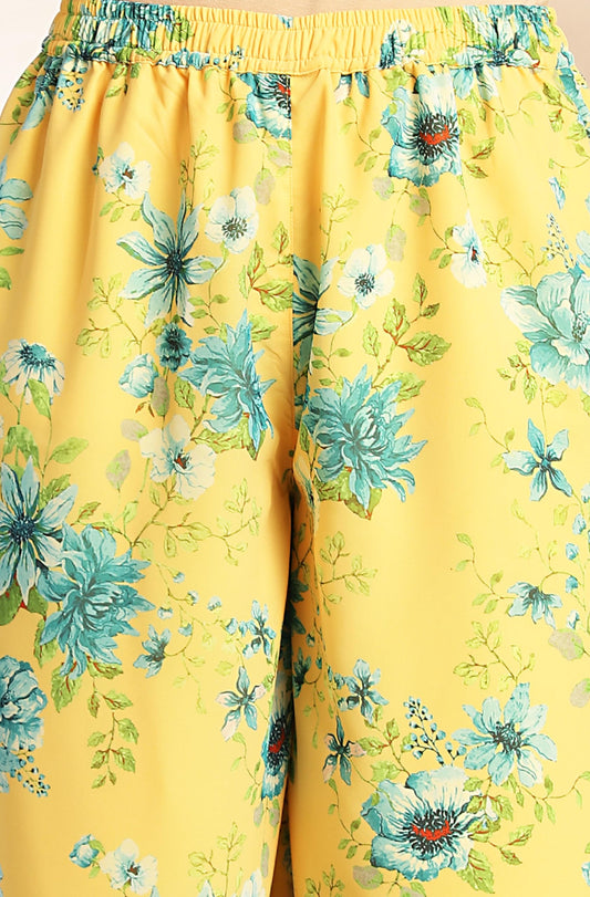 Yellow Flowy Floral Print Kurti