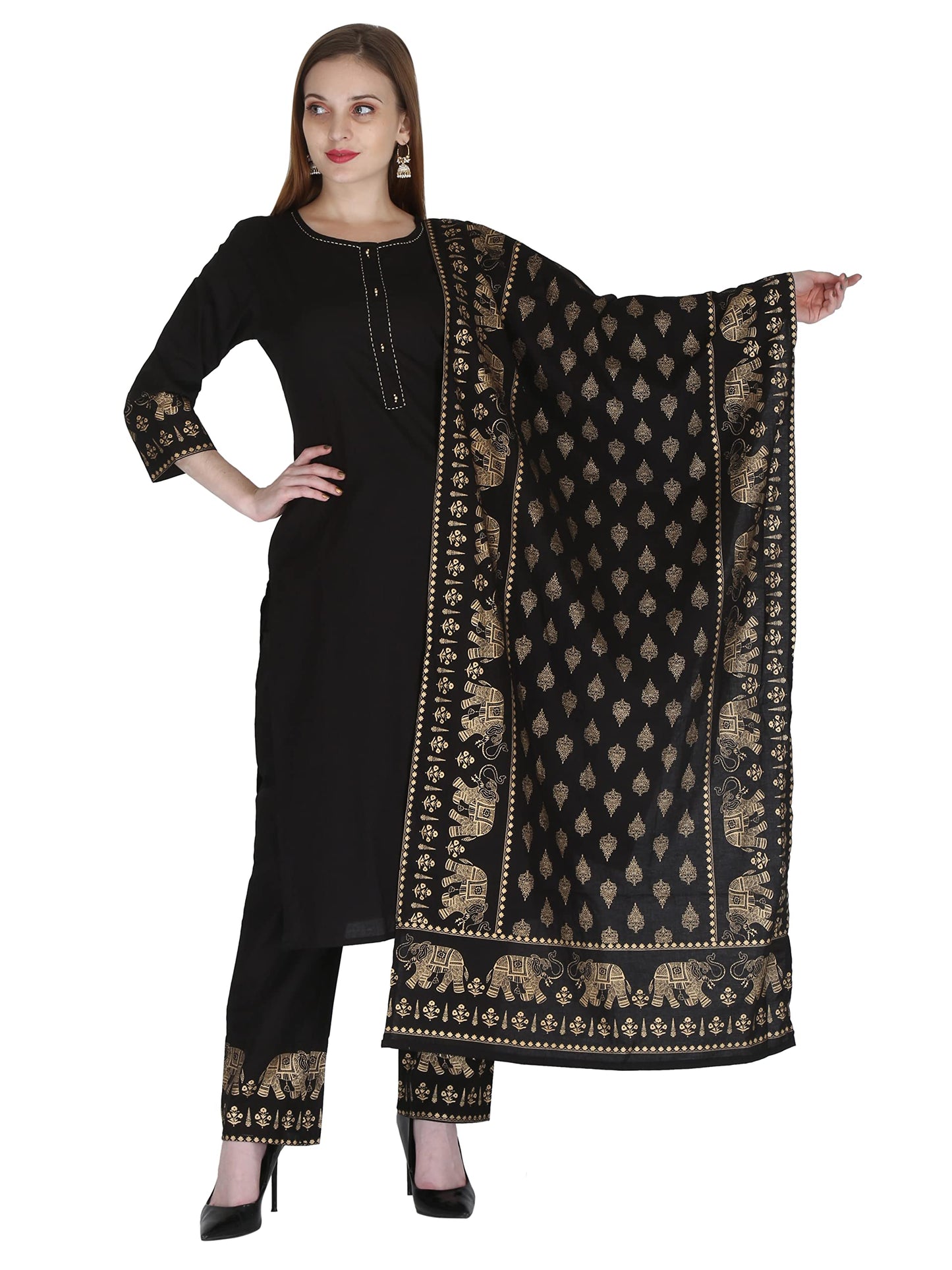 Black Kurta Set With Dupatta