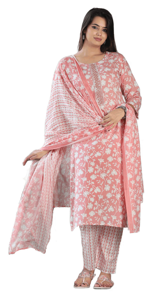 Jaipuri Pure Cotton Kurti Pant With Dupatta