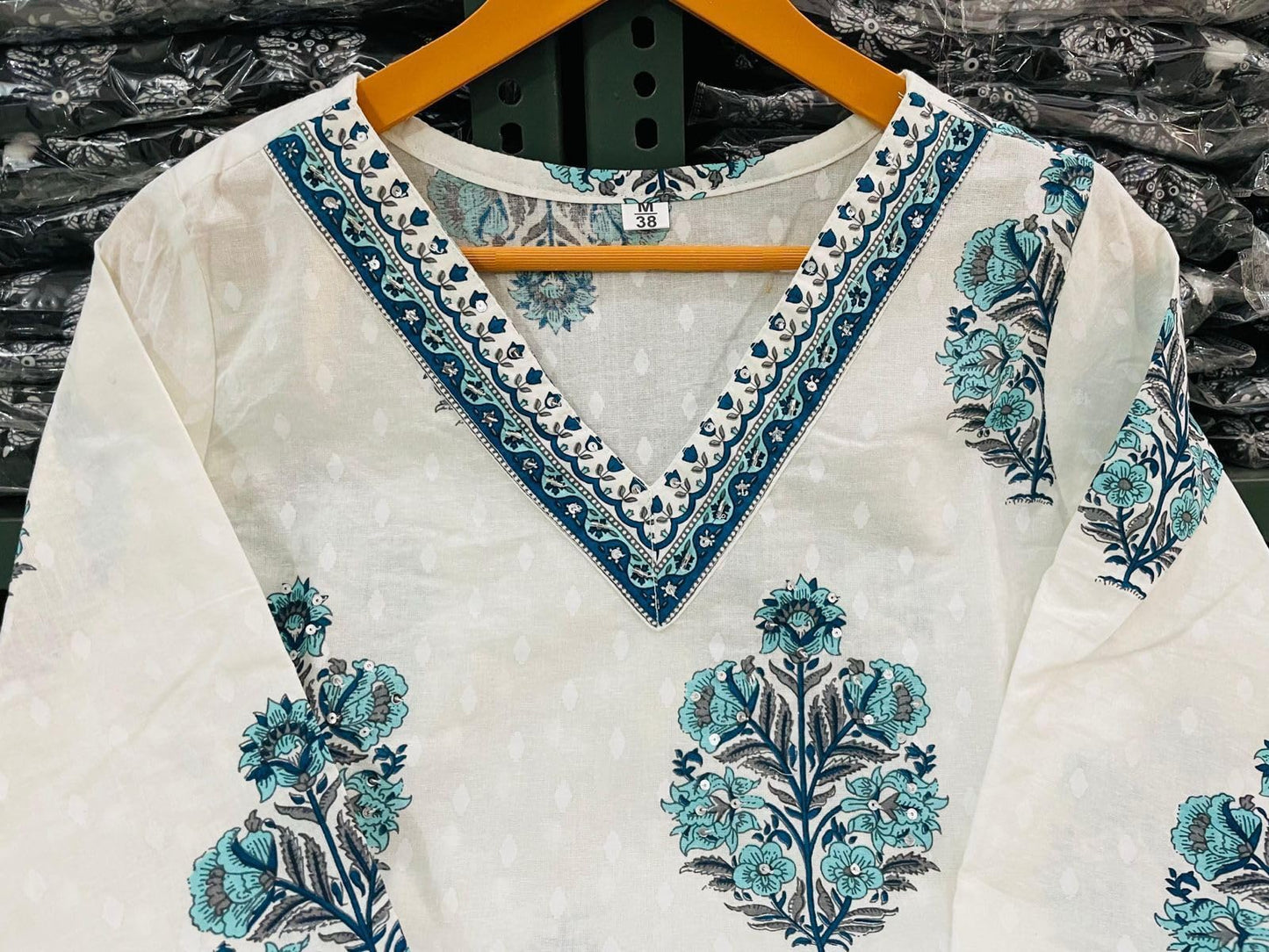Cotton Indigo Hand Block Printed Kurta Pant With Dupatta