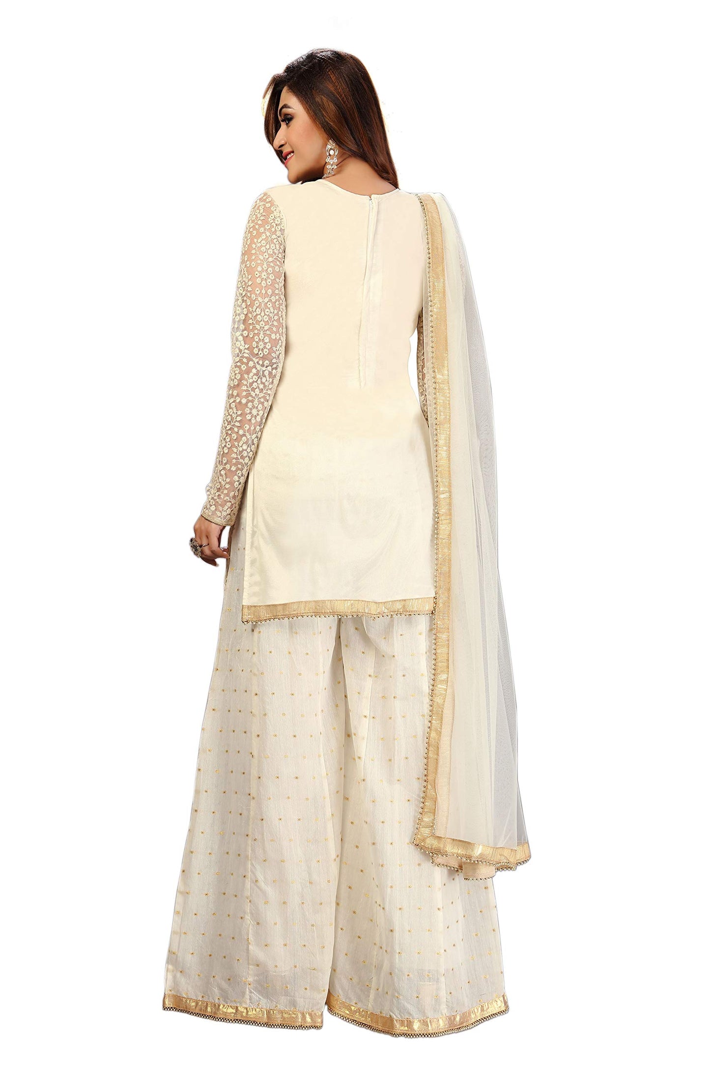 Cotton Embroidery Salwar Suit Set Kurta Sharara with Dupatta