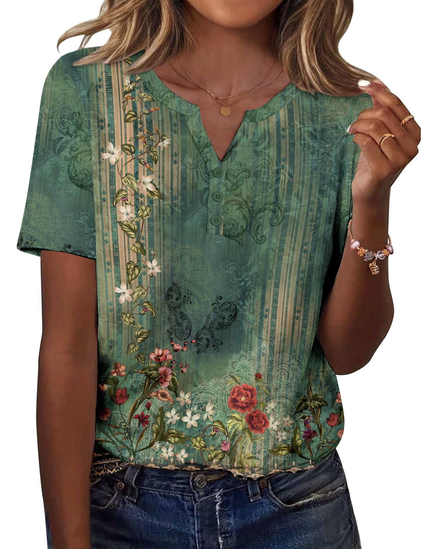 Womens Summer Tops Casual Short Sleeve V Neck Shirts