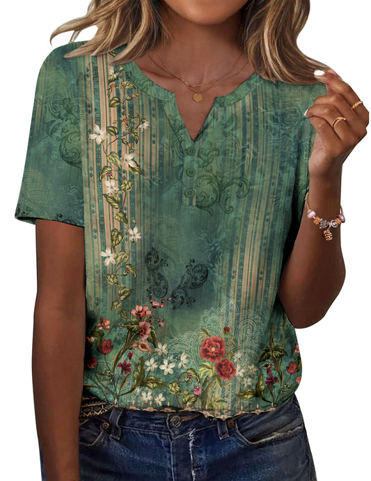 Womens Summer Tops Casual Short Sleeve V Neck Shirts
