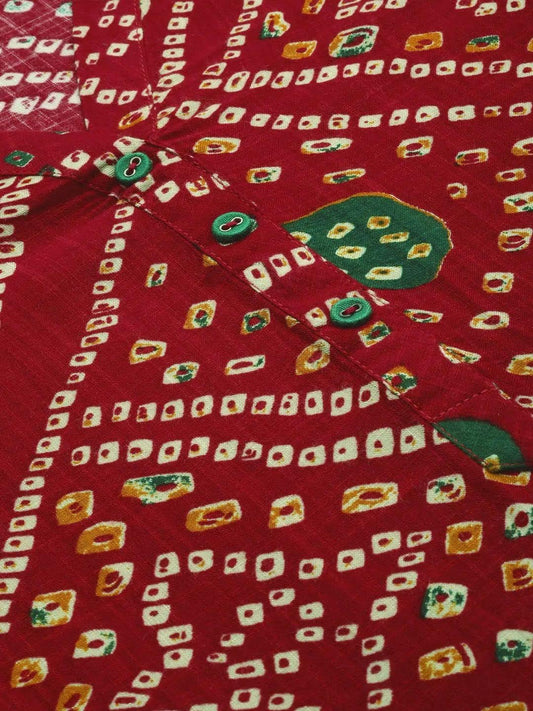 Printed Kurti for Women Red White
