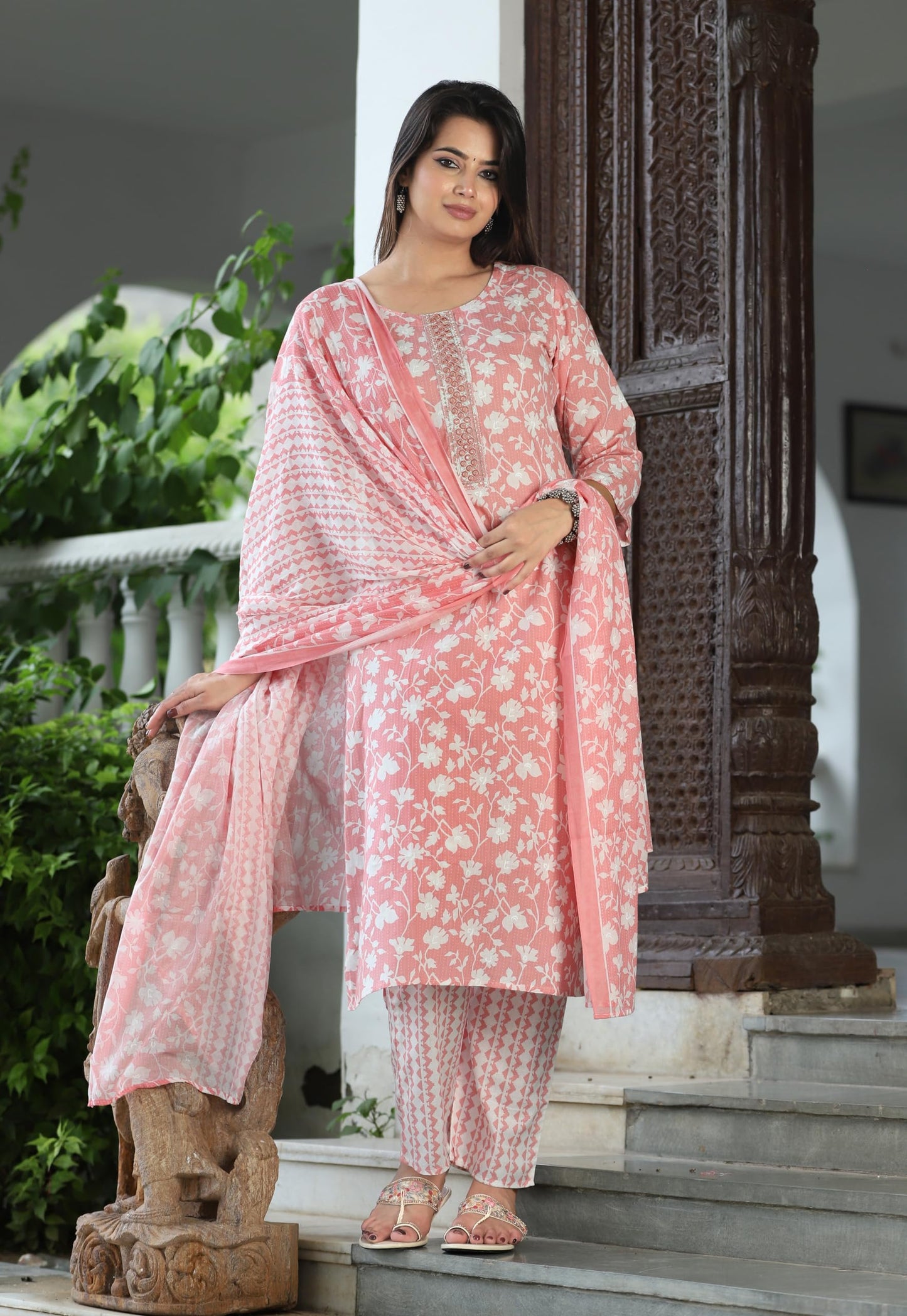 Jaipuri Pure Cotton Kurti Pant With Dupatta