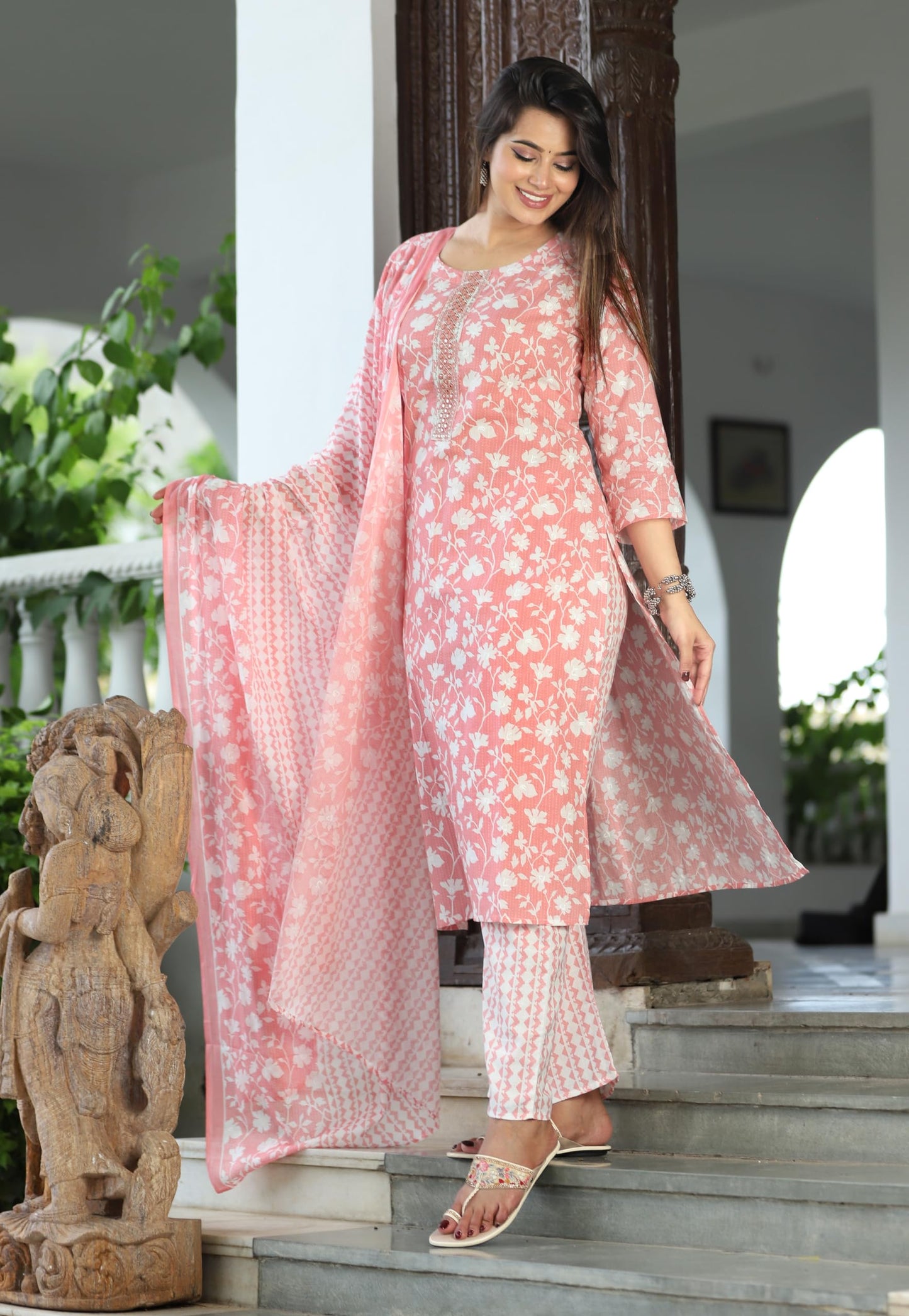Jaipuri Pure Cotton Kurti Pant With Dupatta