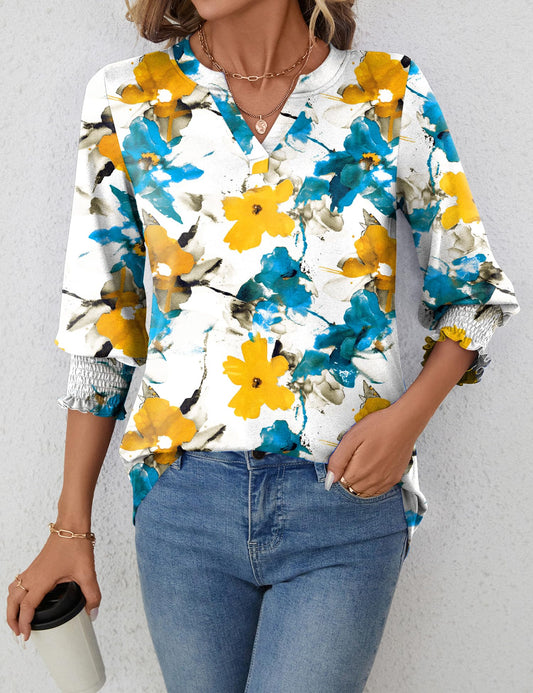 Women's V Neck 3/4 Sleeve T Shirts Casual  Summer Tees Shirts