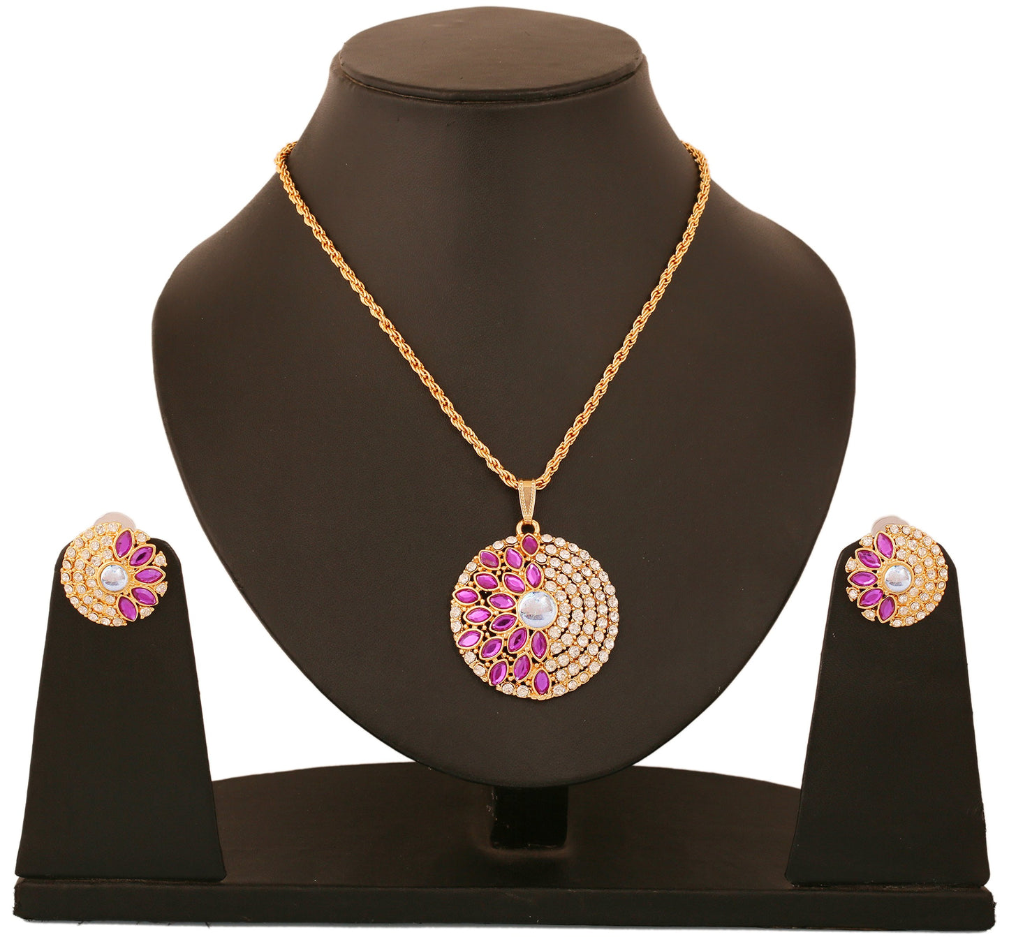 Golden & Blue Floral Pendant Set for Wome