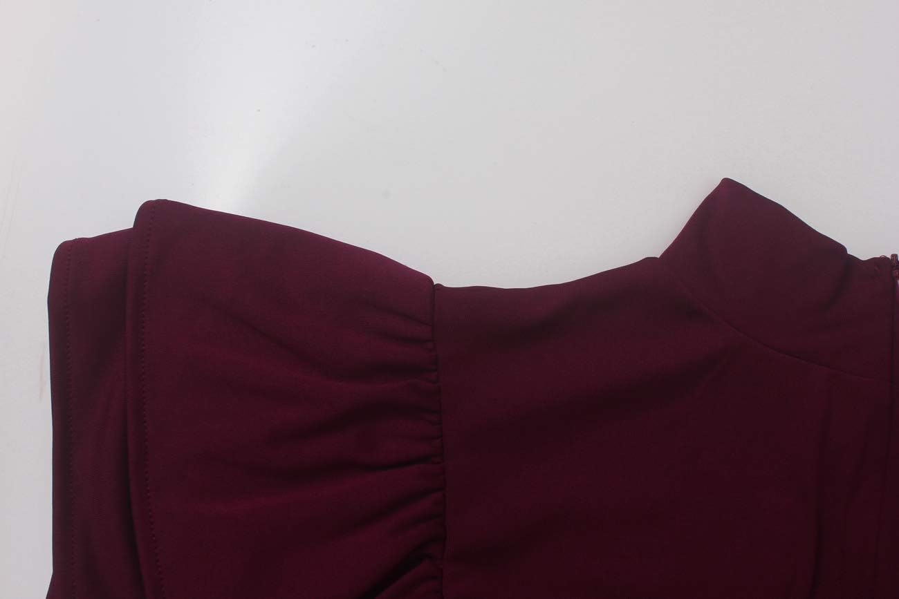 Burgundy Jumpsuits Cocktail Short Sleeve Long Straight Pants