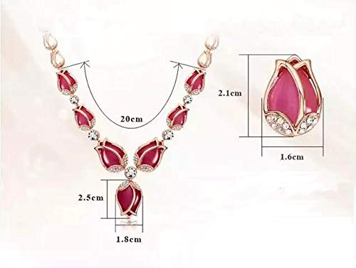 Latest Stylish Rose Gold Tulip Design Earrings Necklace Jewellery Set