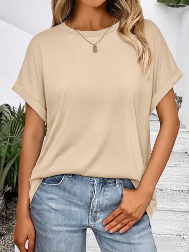 Womens Summer Tops Oversized Short Sleeve Business Casual T Shirts Trendy Fashion Clothes Spring Outfits