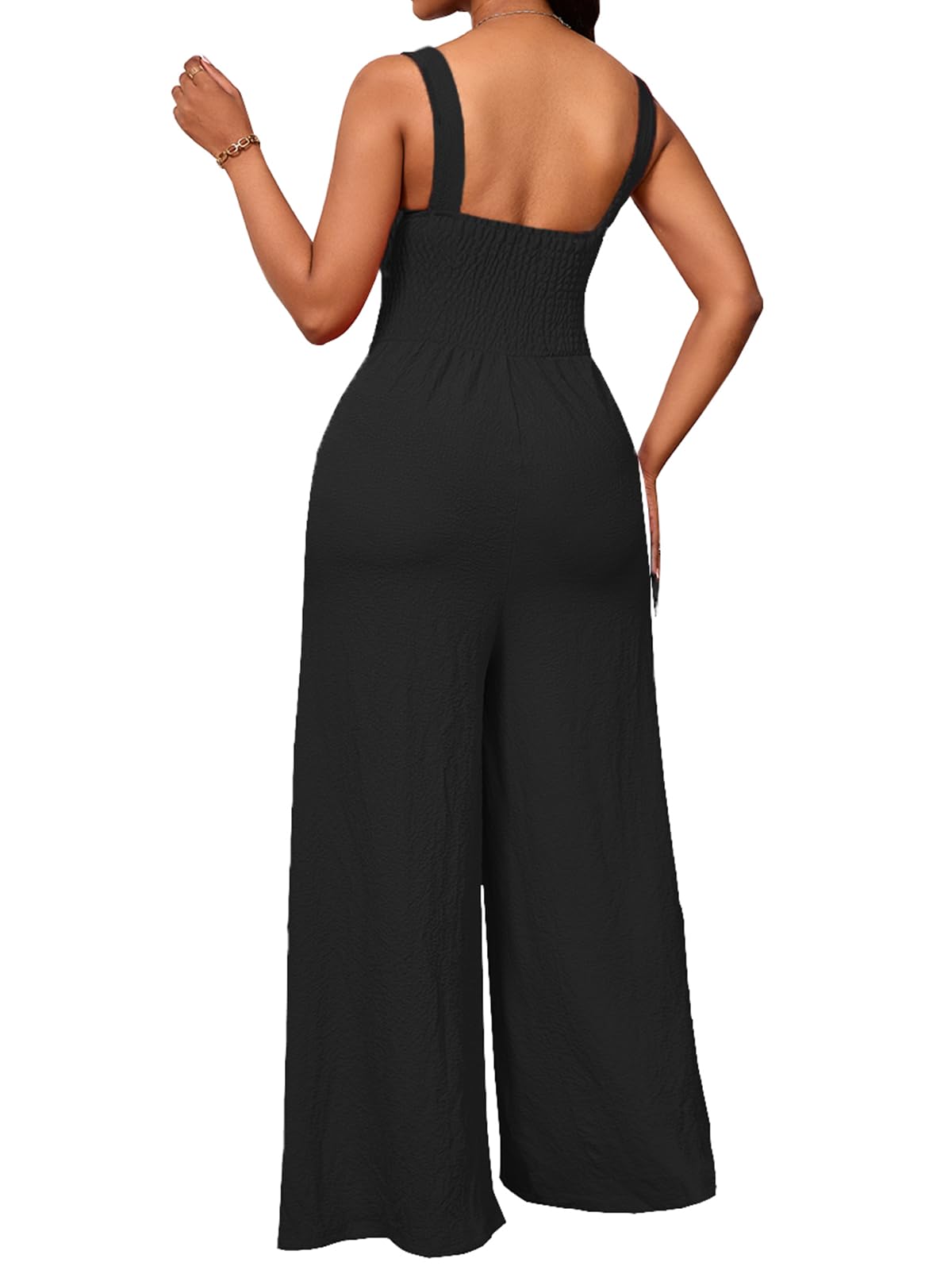 Criss Cross Jumpsuits Sleeveless V Neck Cutout Wide Leg Long length