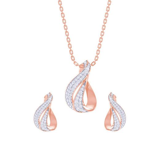 NUDE STITCH Pendant Earring Chain Jewellery Set | Rose Gold