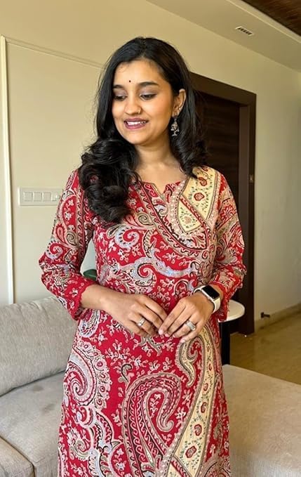Elegant Floral Print with 3/4th Sleeves, Festive Wear