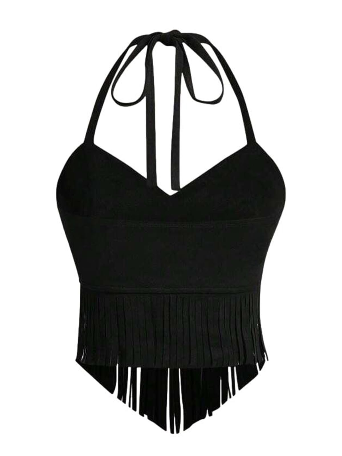 Fringe Western Rodeo Cowgirl Shirts 70s Hippie Tops with Tassel black color