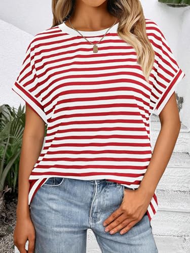 Womens Summer Tops Oversized Short Sleeve Business Casual T Shirts Trendy Fashion Clothes Spring Outfits