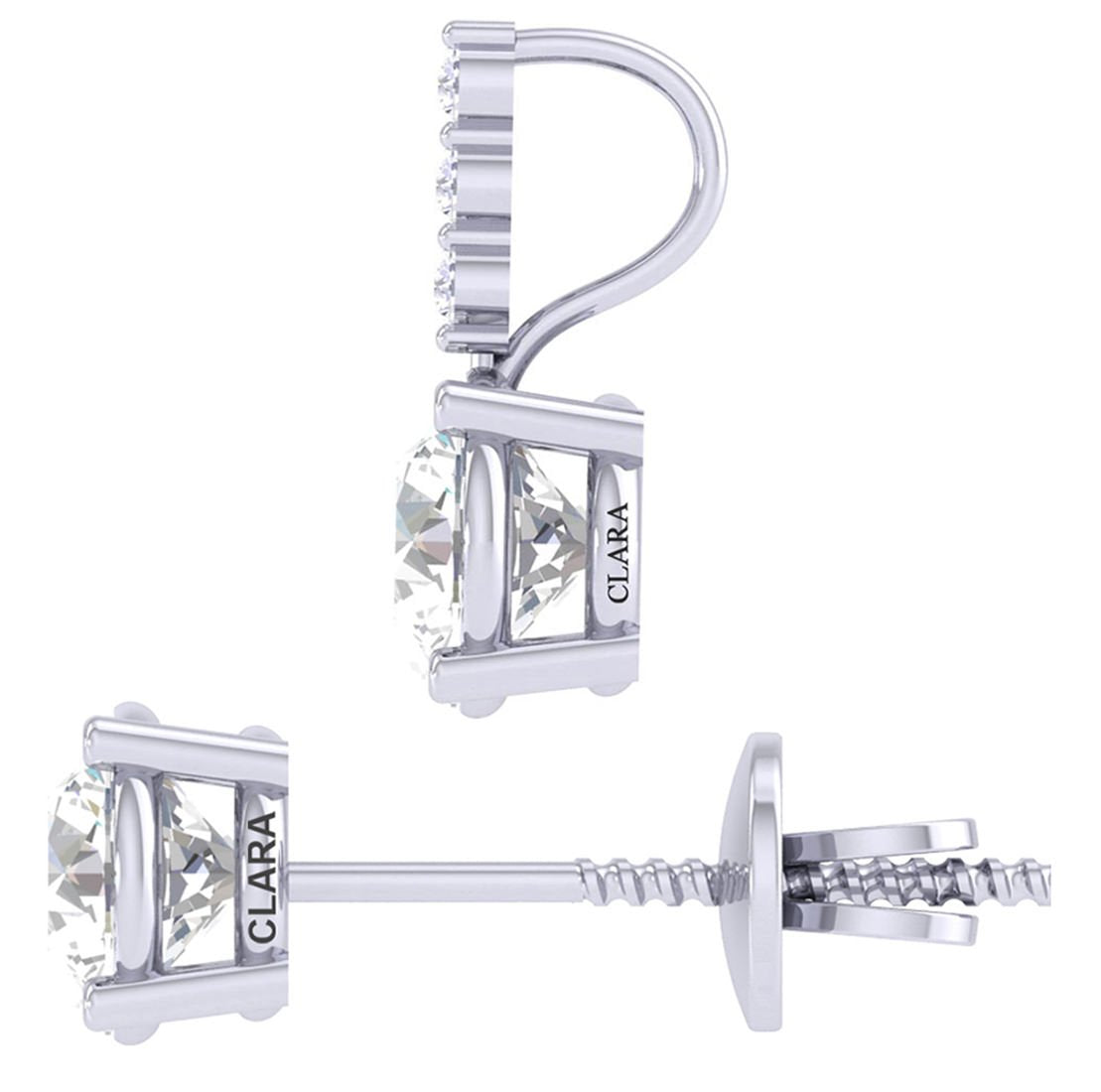 Sterling Silver Round Solitaire Pendant Earring Chain Jewellery Set | Rhodium Plated, Swiss Zirconia