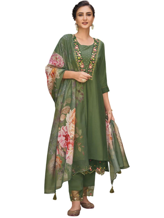 Anarkali Suit kurti pant and Dupatta 3pc set