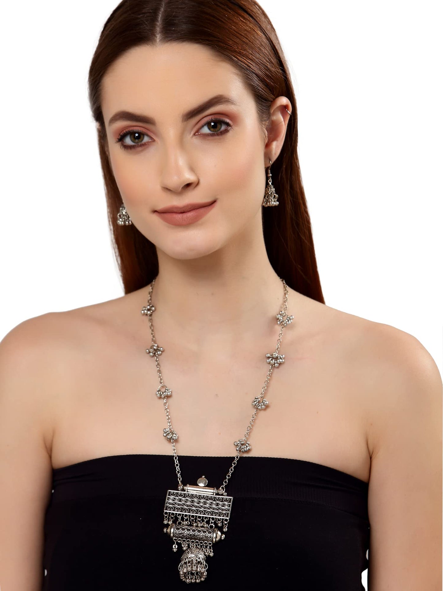 Latest Stylish Traditional Oxidised Silver Necklace Jewellery Set
