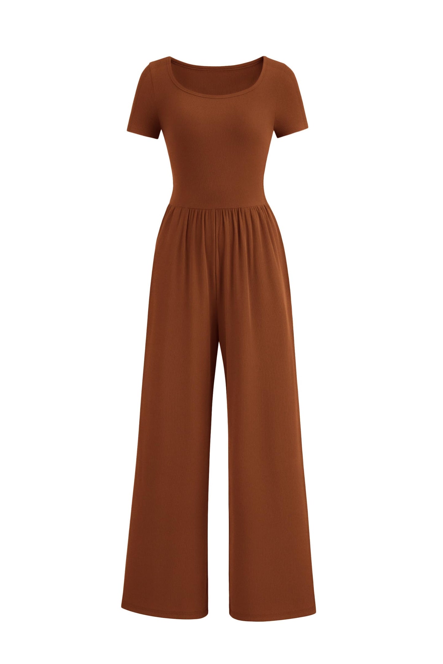 Dressy Casual Short Sleeve Square Neck Wide Leg Jumpsuit Rompers