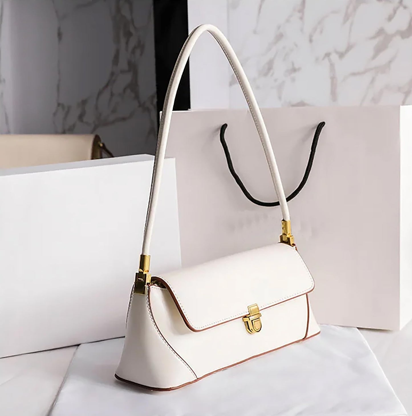 Clutch Bag Leather Retro Bag | Flap Shoulder Purse with Wide Strap for Girls