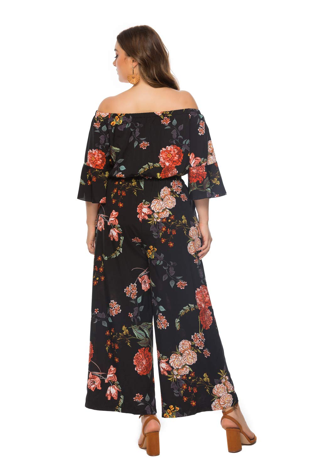 Summer Jumpsuits Floral Off Shoulder Wide Leg