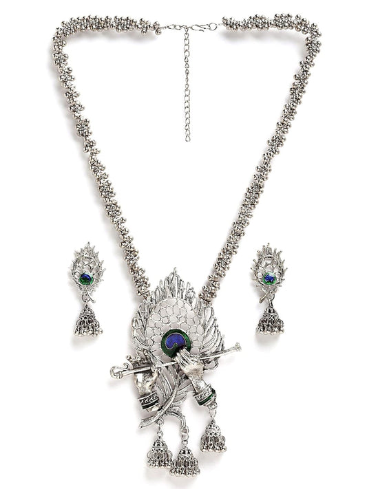 Fashion Latest Stylish Design Fancy Traditional Oxidised Silver Necklace Jewellery Set for Women