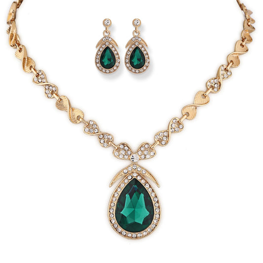 Stylish Design Fancy Crystal Necklace Jewellery Set