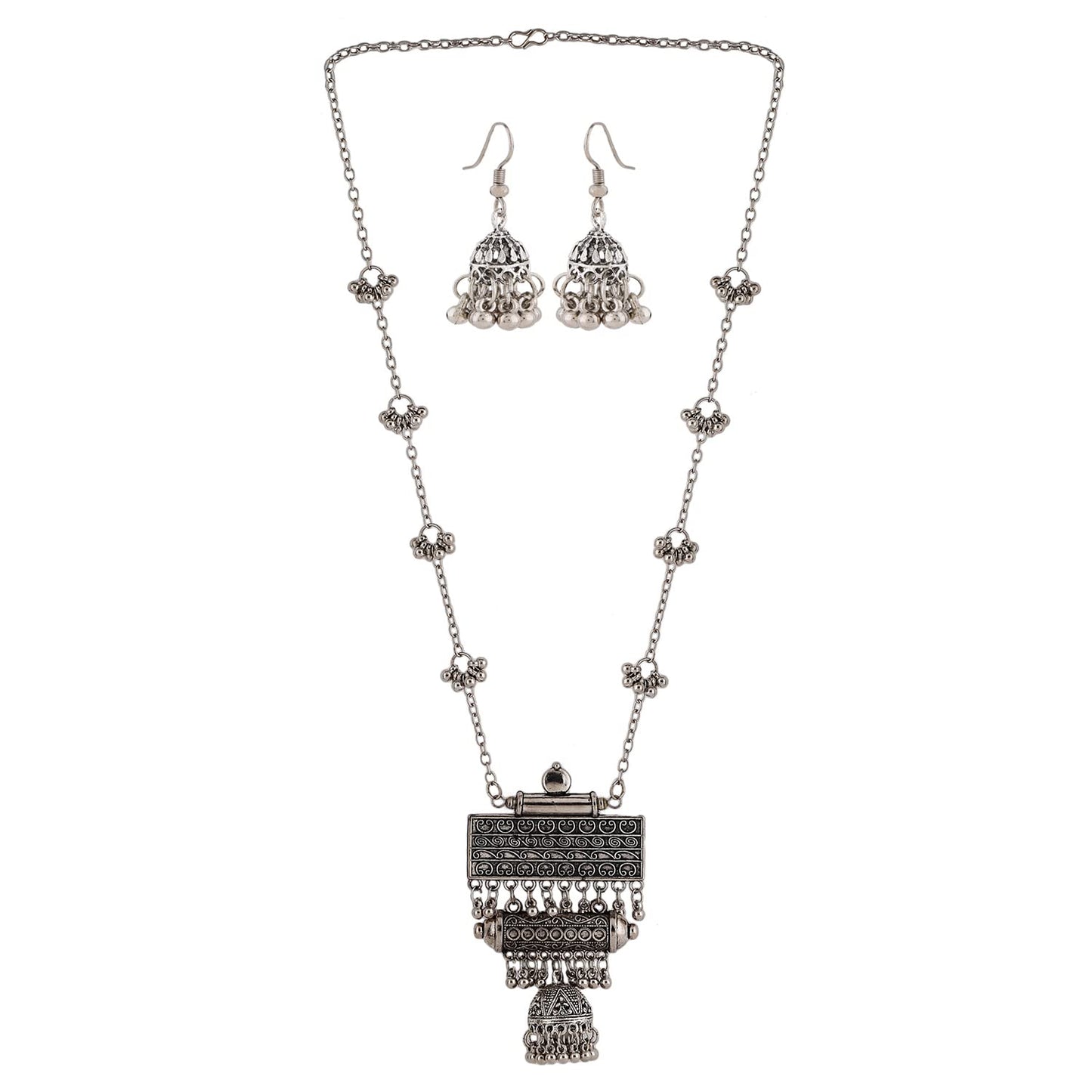 Latest Stylish Traditional Oxidised Silver Necklace Jewellery Set