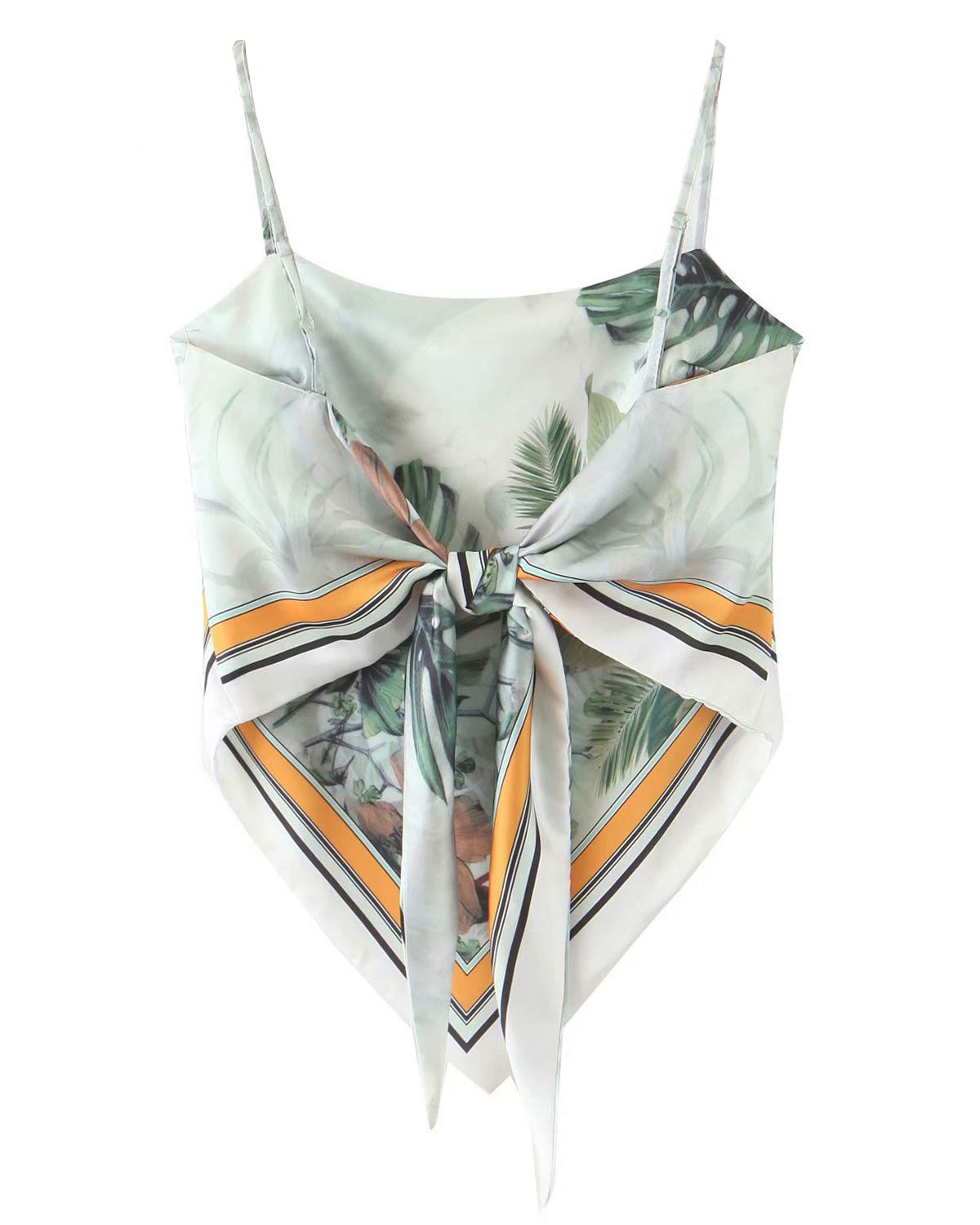 Paisley Print Tie Back French Knot Hanky Hem Spaghetti Straps Handkerchief Cami Bandana Tube Crop Top