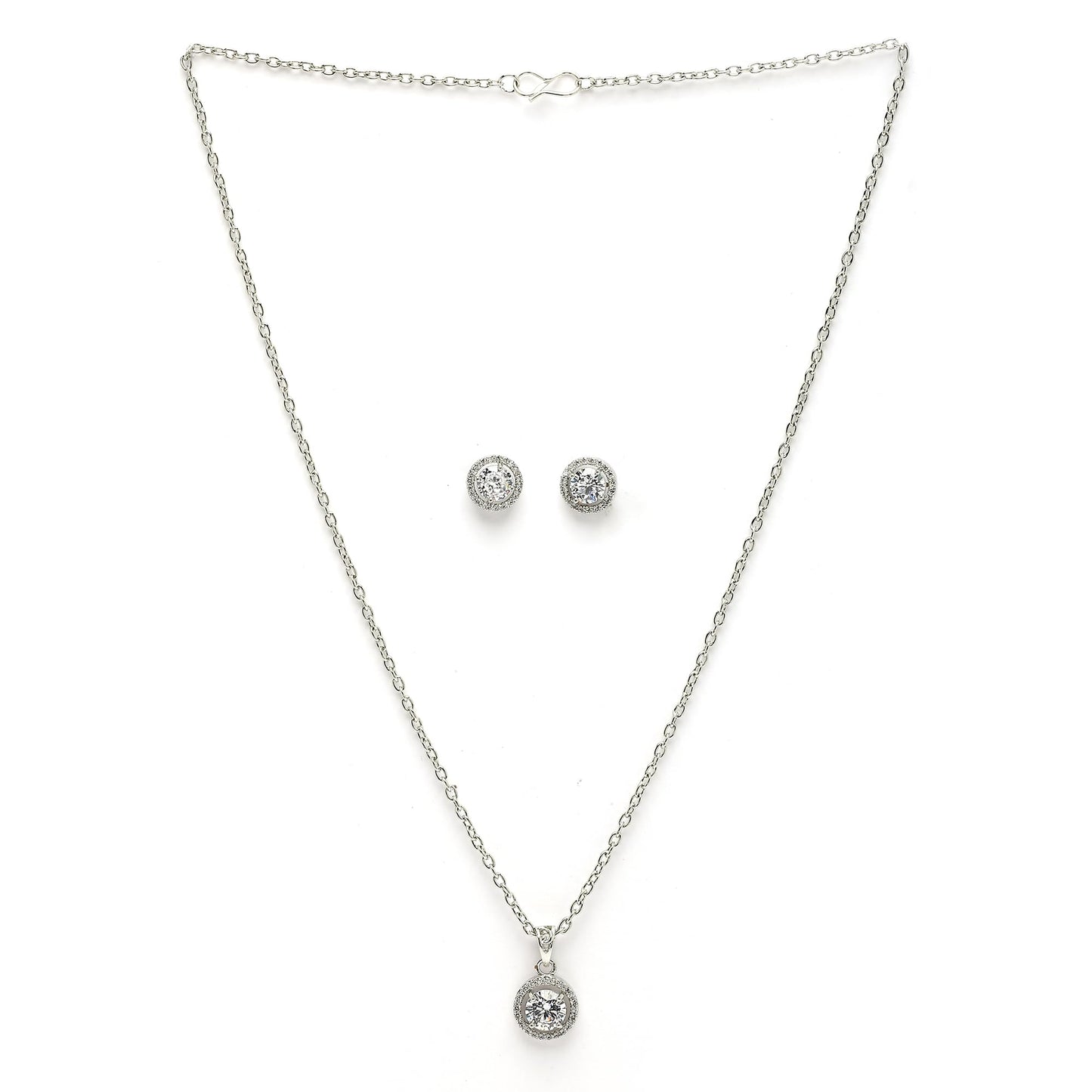 Luxury AD Crystal Pendant Gift for Women | Gift for Sister | Rakhi jewelery | Rakshabandhan Gift Pendant with Earrings Jewellery Set