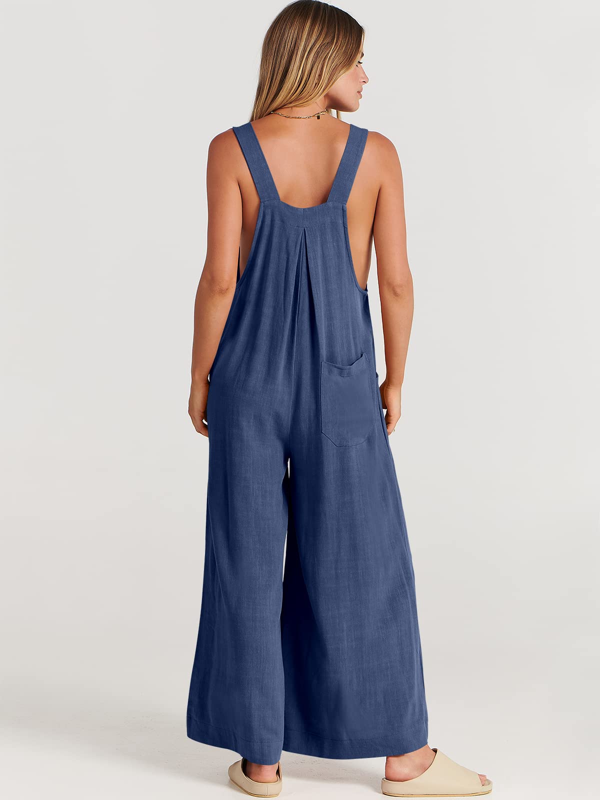 Wide Leg Casual Summer Outfits Linen Jumpers Sleeveless Straps