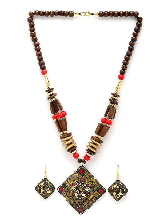Latest Stylish Traditional Tibetan Pendant Necklace Jewellery Set