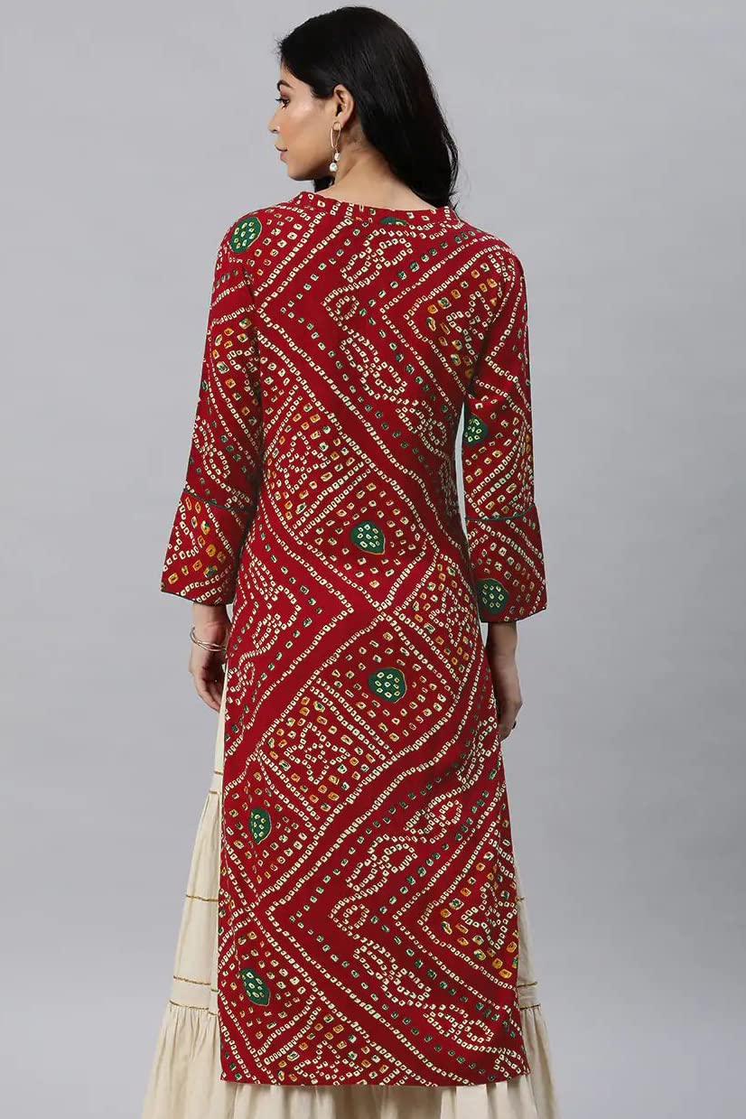 Printed Kurti for Women Red White