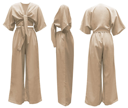 Elegant Jumpsuit Sexy Solid Apricot V Neck