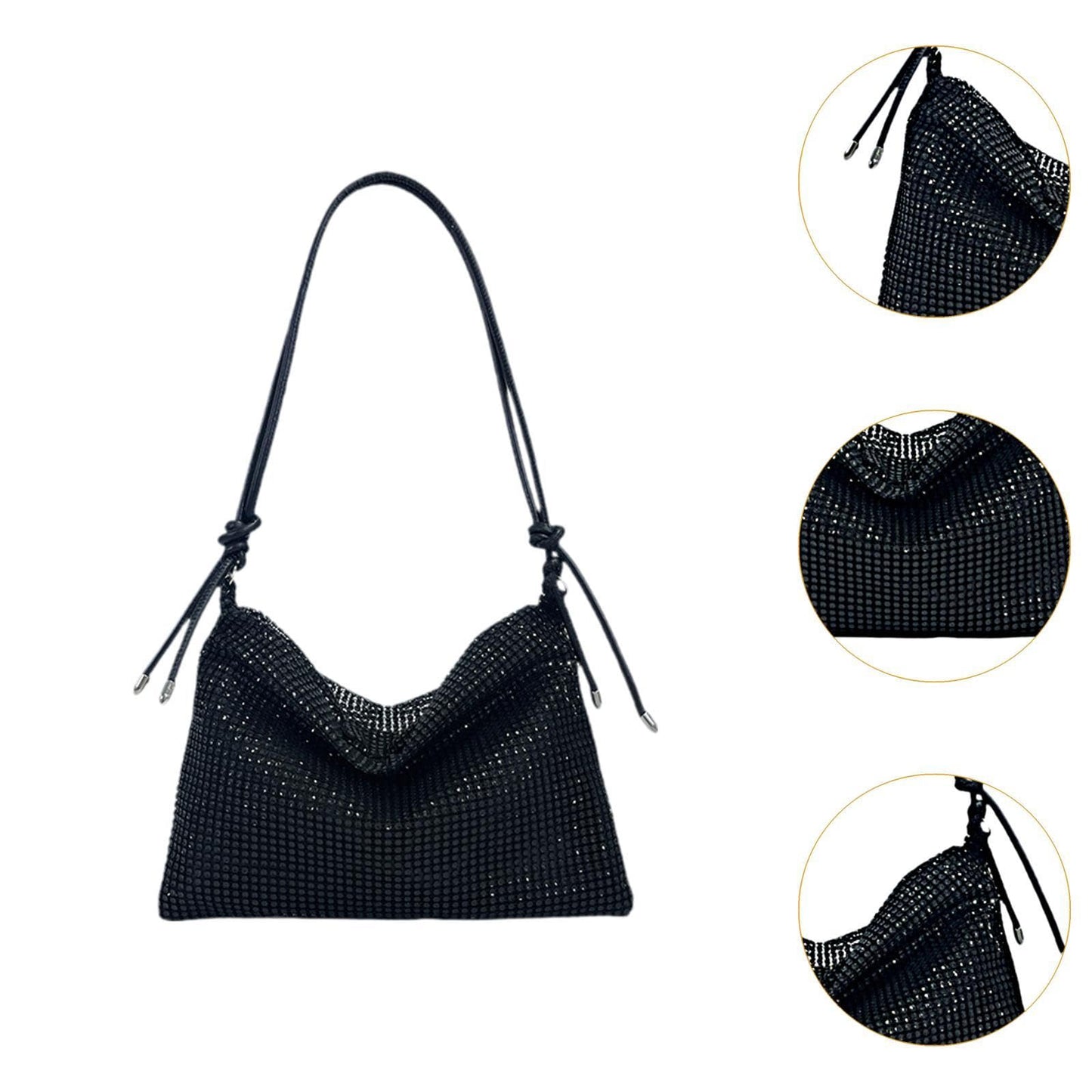 Rhinestone Purse for Women Commute Bag Handbag Vacation Stylish Shoulder Bag Black