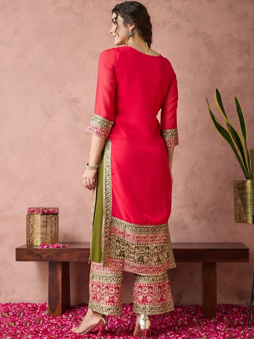 embroidered kurta set for party wear sharara palazzo style salwar kameez suit