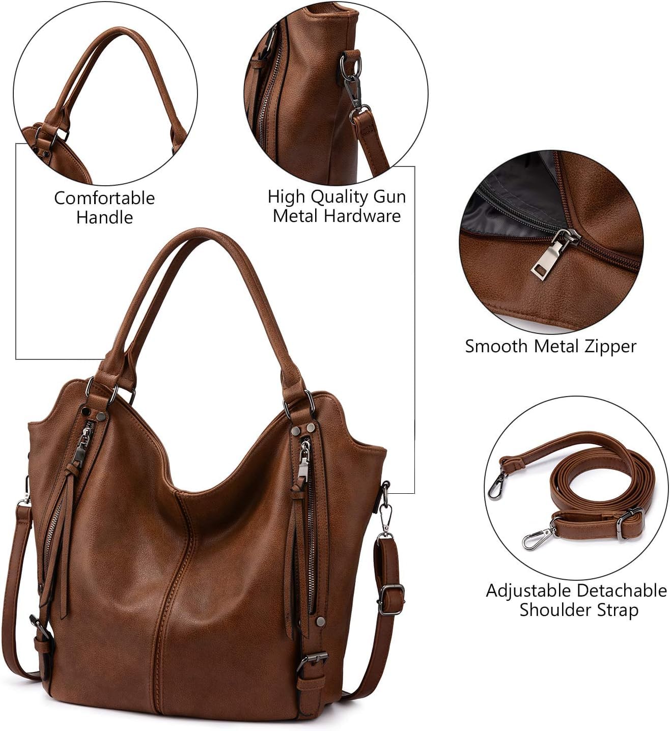 Hand Bags for Women Combo - Faux Leather Stylish Ladies Handbag Purse - Crossbody Shoulder Sling Bag with Adjustable Strap