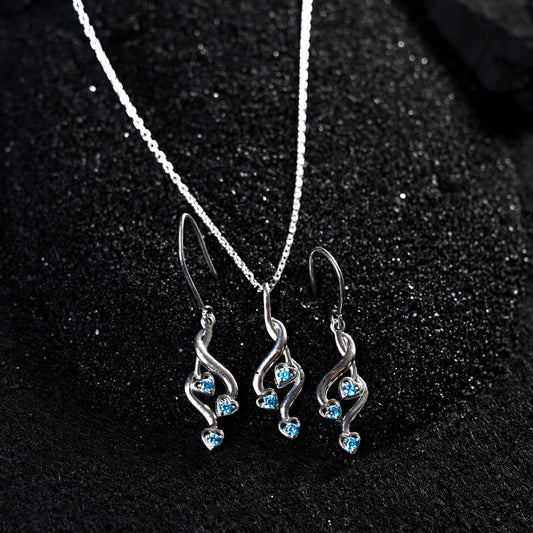 Sterling Silver Valentina Pendant Earring Chain Jewellery Set | Rhodium Plated, Swiss Zirconia
