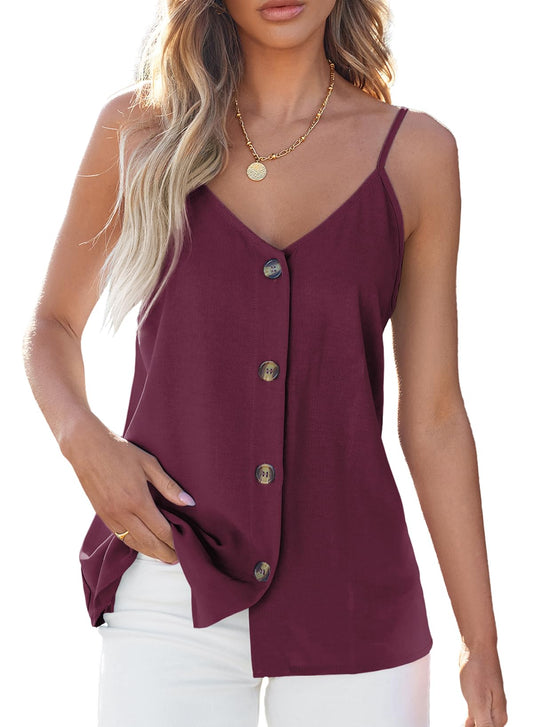 Women Summer Tank Tops Casual V Neck Strappy Loose Beach Sleeveless Shirts