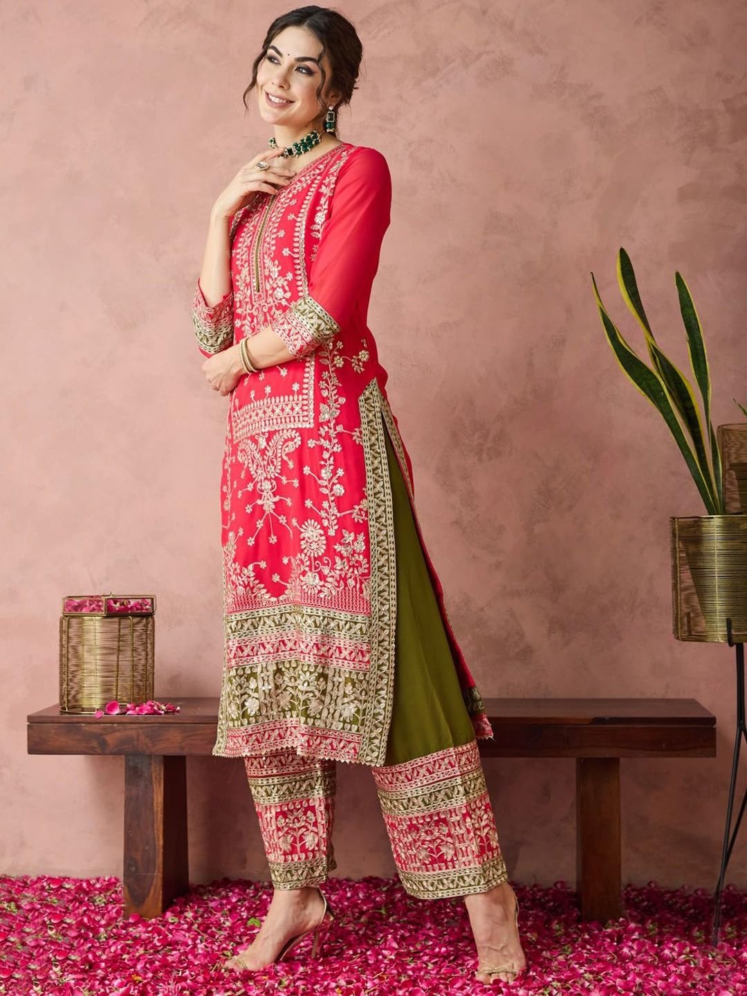 embroidered kurta set for party wear sharara palazzo style salwar kameez suit