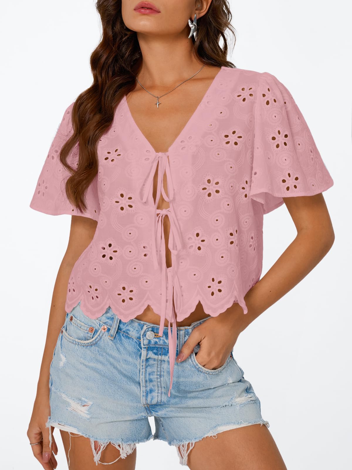 Queen Womens Tie Front Tops Summer Beach Vacation