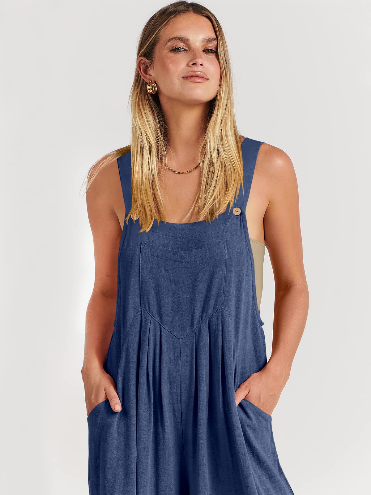 Wide Leg Casual Summer Outfits Linen Jumpers Sleeveless Straps
