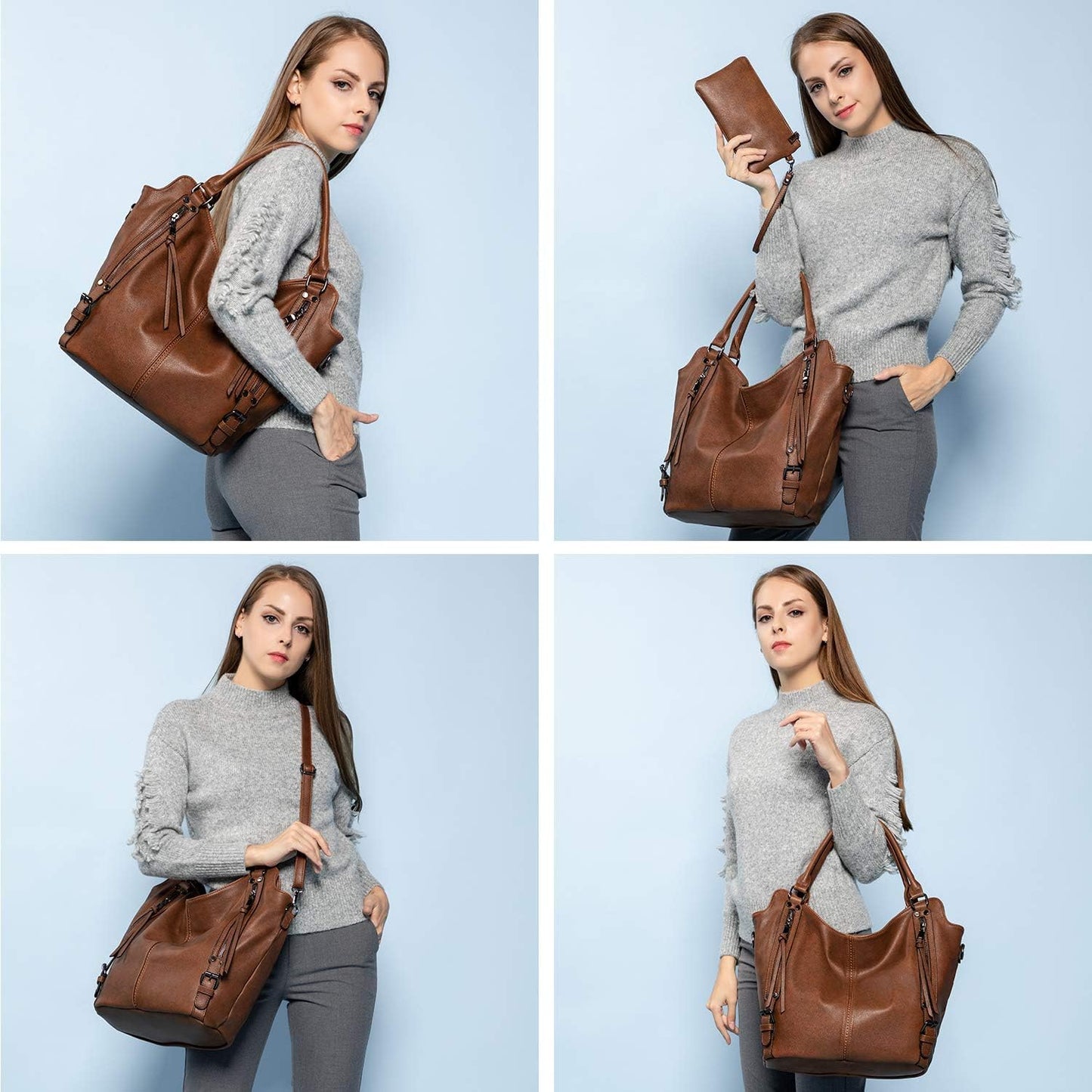 Hand Bags for Women Combo - Faux Leather Stylish Ladies Handbag Purse - Crossbody Shoulder Sling Bag with Adjustable Strap