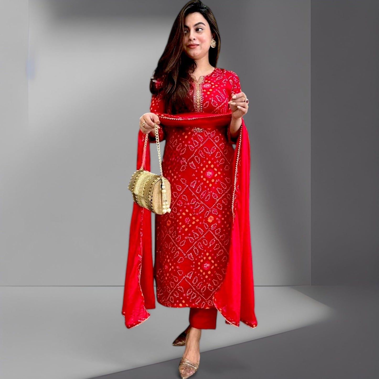 Tunic Dress for Women - Red Rayon Embroidered Sequence Kurta Set – Hand Embroidered Indian Straight Kurti with Pant